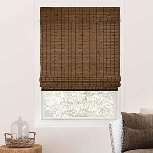 CHICOLOGY Bamboo Roman Shades - Designer Eco-Friendly Light Filtering Window Blinds, Ideal for Home & Patio, Premium Quality, Pinecone, 34" W X 64" H