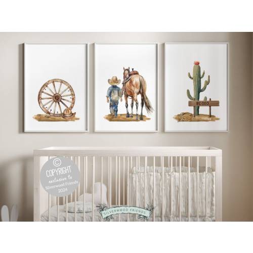Cowboy Nursery Prints, Cowboy Nursery Decor, Boys Room Western Nursery Decor Rodeo Print, Baby Boys Western Nursery Wall Art Digital Prints