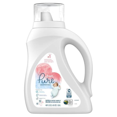 Dreft Pure Gentleness Liquid Baby Detergent, Fragrance Free, 46 fl oz 32 loads