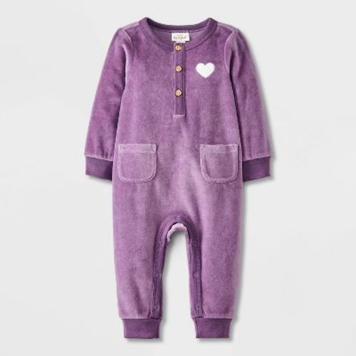Baby Velour Romper - Cat & Jack™ Gray Newborn