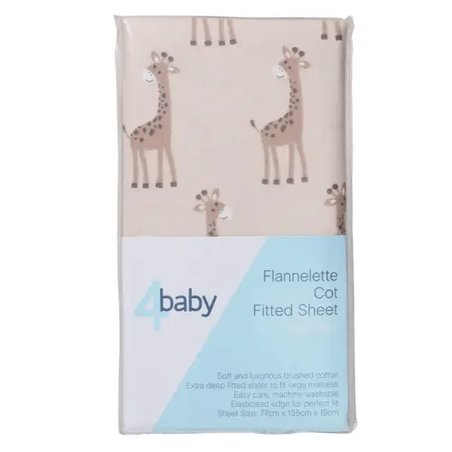 4Baby Fitted Sheet Cot Flannel Gerald Giraffe | Baby Bunting AU