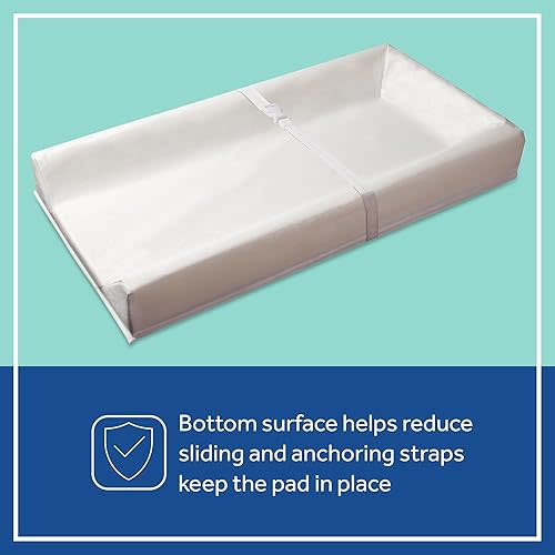 Sealy Baby Soybean Comfort 3-Sided Waterproof Contoured Baby Diaper Changing Pad for Dresser or Changing Table - White, 32” x 16”