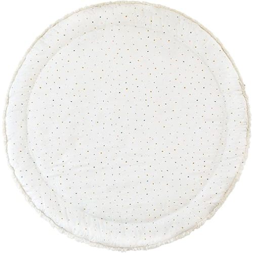 MakeMake Organics Organic Reversible Quilted Play Mat (Round 48", Dotty + Solid Ivory)
