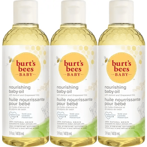Burt's Bees Baby Nourishing Baby Oil, 100% Natural Origin Baby Skin Care - 5 Ounce Bottle, Pack of 3