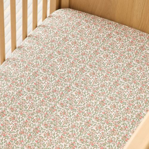 Pink Chicken Floral Crib Fitted Sheet
