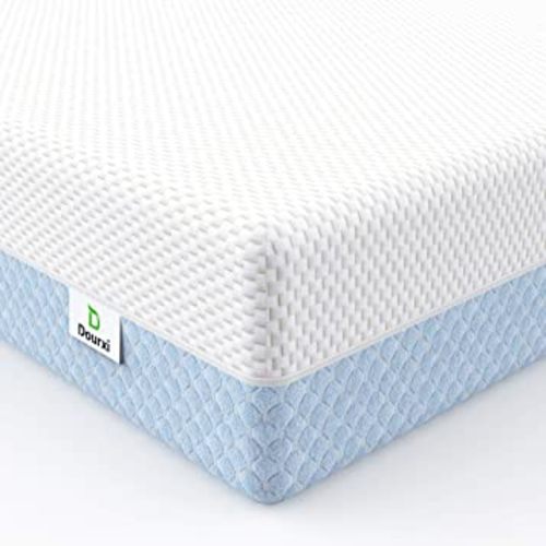 Crib Mattress, Dual Sided Comfort Memory Foam Toddler Bed Mattress, Triple-Layer Breathable Premium Baby Mattress for Infant and Toddler w/Removable Outer Cover - White&Blue