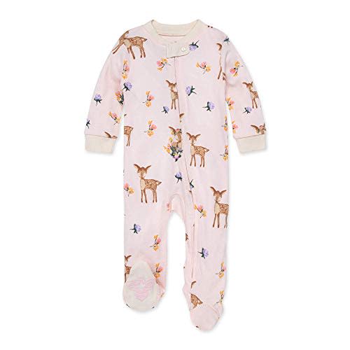 Burt's Bees Baby Baby Girls' Sleep and Play Pajamas, 100% Organic Cotton One-Piece Romper Jumpsuit Zip Front Pjs