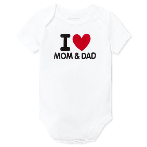 Baby Mom And Dad Graphic Bodysuit - White