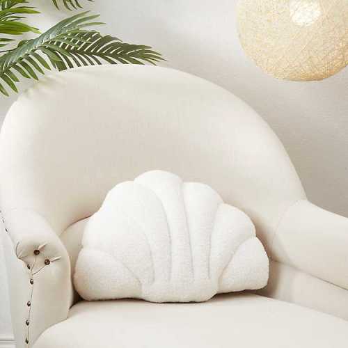 White Seashell Shaped Sherpa Pillow | Kirklands Home