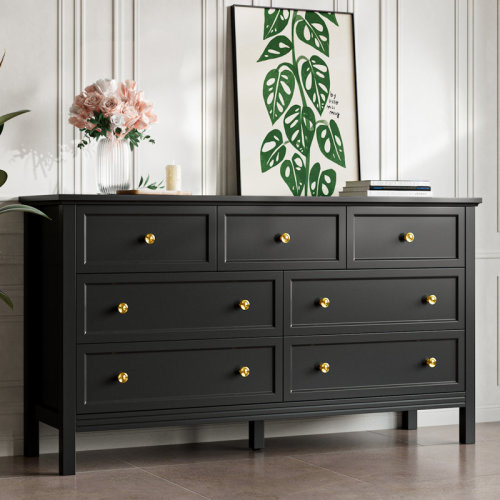 Winston Porter 7 Drawer Dresser, Modern Dresser With Gold Handles & Reviews | Wayfair