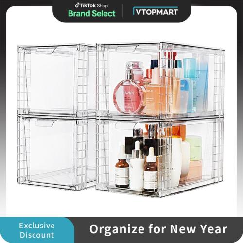 [New Year]VTOPMART Stackable Storage Clear Acrylic Drawer organizer,with Handles, for Bathroom,Kitchen，Under-sink,Cabinet,Closet,Makeup,Pantry - TikTok Shop