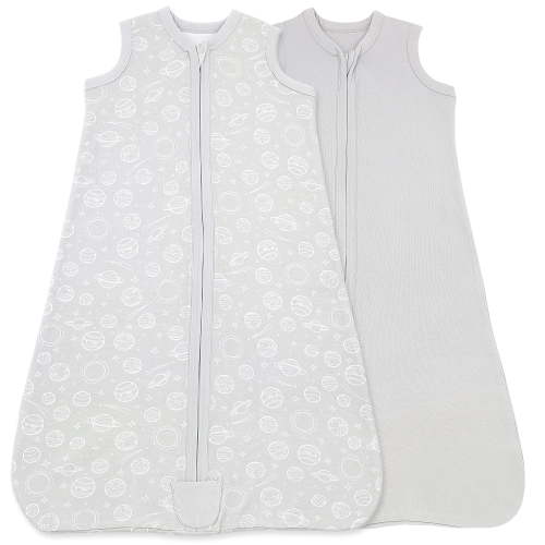 Bublo Baby Baby Wearable Blanket, Cotton Sleep Sacks for 6-12 Months, 2 Pack Unisex Sleeping Bag Sack, Medium Size, 2-Way Zipper, 0.5 Tog Breathable Cotton
