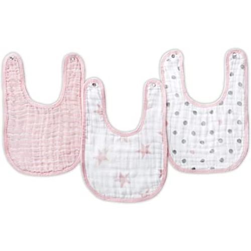 aden + anais Essentials 100% Cotton Muslin Burpy Bib – Super Absorbent, Soft 3-Layer Baby Bib for Boys & Girls with Snap-Closure for Teething, Eating, Drooling, 3-Pack, Doll