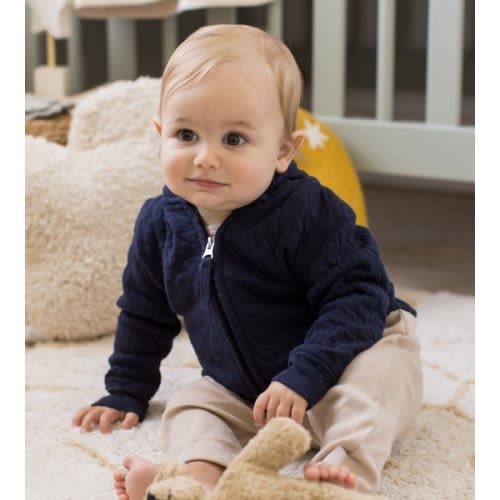 Size: 6-9 Months , Color: Midnight - Organic Cotton Quilted Bee Baby Jacket