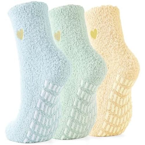 Slipper Socks for Women Men Grip Hospital Socks with Grips Fuzzy Non Slip Warm Womens Gifts
