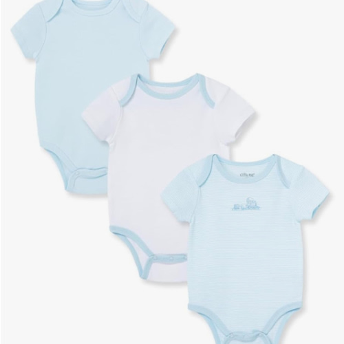 Little Me Clothes for Baby 3-Pack 100% Cotton Scratch Free Tag Bodysuits, Newborn to 9 Months