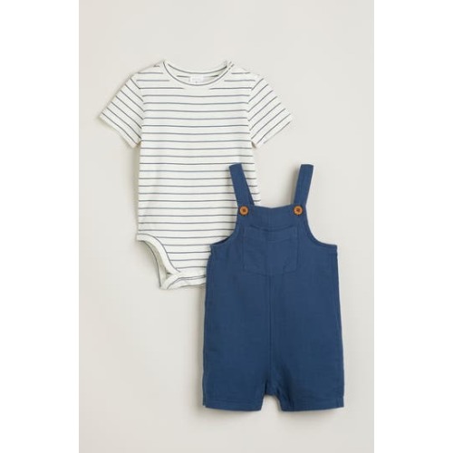 Cotton Bodysuit & Shortalls Set, 12M