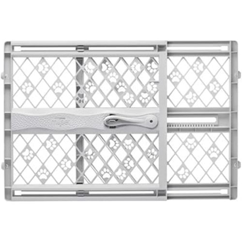 MYPET North States Paws Portable Pet Gate: 26-40" Wide. Pressure Mount. No tools needed. Made in USA. Dog Gate 23" Tall, Expandable, Durable Dog Gates for Doorways, Light Gray
