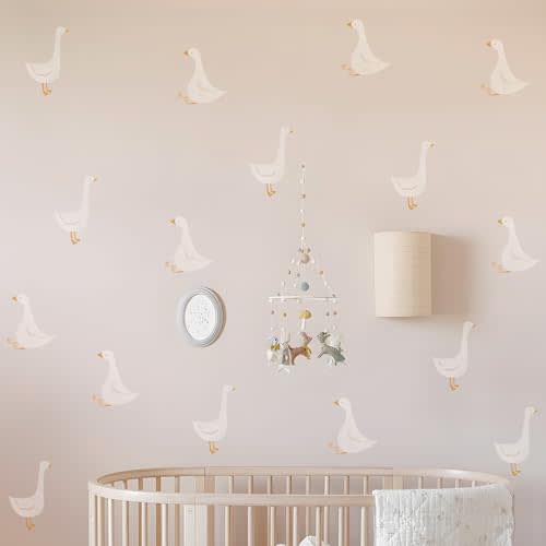 astrkiz Boho Nursery Animal Wall Decals Peel and Stick, PVC Watercolor Animals Wall Stickers, Cute Wall Art Decor Decal for Kids Bedroom Playroom Baby Room Classroom Decor, Little Goose Birds