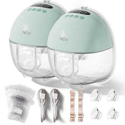NCVI Breast Pump Hands Free, Wearable Breastfeeding Pump with Large Battery, Portable Electric Breast Pump with 4 Modes & 9 Levels, Quiet Operation & Smart LED Display, 19/21/24mm Flanges, 2 Pack