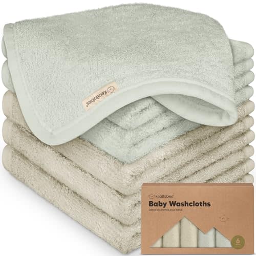 6-Pack Baby Washcloths - Soft Viscose Derived from Bamboo Washcloth, Baby Wash Cloths, Baby Wash Cloth for Newborn, Kids, Bath Baby Towels, Face Towel, Face Cloths for Washing Face(Stone/Dove)
