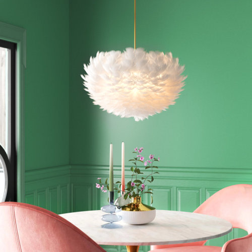 Etta Avenue™ 3 - Light Unique / Statement Globe Chandelier with Feather Accents & Reviews | Wayfair