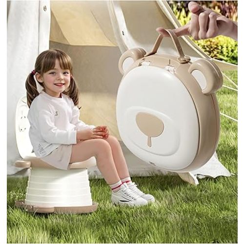 Travel Potty Seat for Toddler,Foldable Car Potty for Toddler, Portable Toilet Seat for Kids with Potty Liners, Absorbent Pads, Portable Potty Seat for Toddler Travel, Camping And Outdoor Use