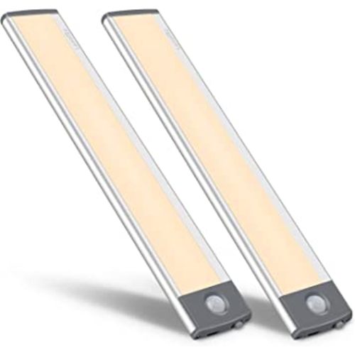 30-LED Motion Sensor Cabinet Light,Under Counter Closet Lighting, Wireless USB Rechargeable Kitchen Night Lights,Battery Powered ,Uniform Light for Wardrobe,Cupboard(Warm Light)-2Pack