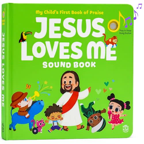 Jesus Loves Me - Christian Sound Book, Sing Along Bible Songs | Christening, Dedication, Baptism Gifts for Boys, Girls, Kids, Babies | Religious Toys, Interactive Music Books for Toddlers