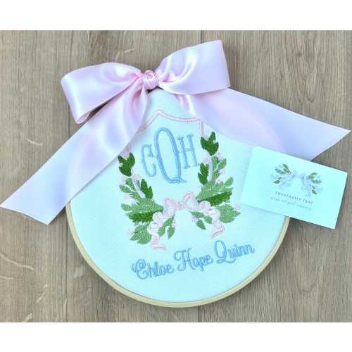 Mini Hooped Custom Baby Name Announcement Welcome Sign, Hospital Door or Crib Sign Banner with Bow