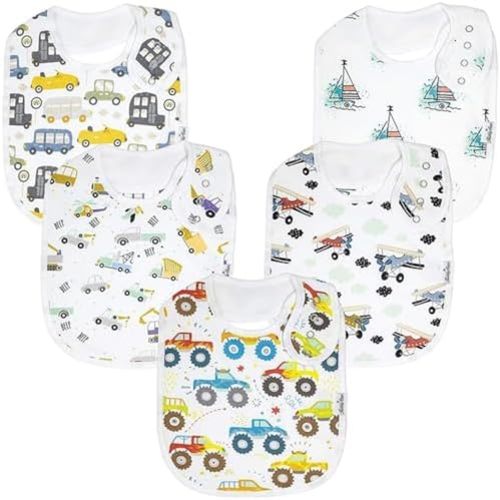 Double Layer Bandana Bibs - Thick, Multi Snaps, Organic Cotton - Soft & Absorbent - For Drooling, Teething, Feeding