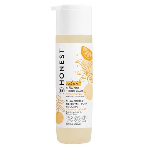 The Honest Company 2-in-1 Cleansing Shampoo + Body Wash | Gentle for Baby | Naturally Derived, Tear-free, Hypoallergenic | Citrus Vanilla Refresh, 10 fl oz