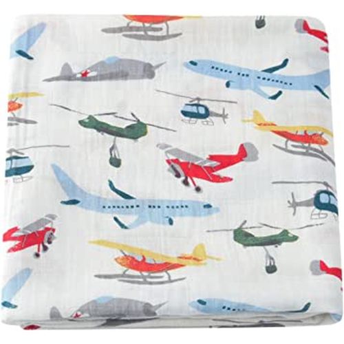 Essentials Swaddle Blanket, Muslin Blankets for Boys, Baby Receiving Swaddles, Newborn Gifts, 47"x47" Large | Baby Boy Gifts Baby(AirPlanes)