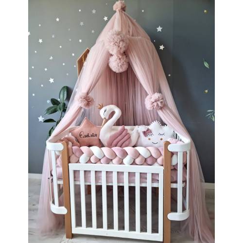 Light Blush Princess baldachin ONLY, Baby bed curtains, Hanging Ceiling crib canopy, pink play tent, Nursery girl decor, crib decor playroom