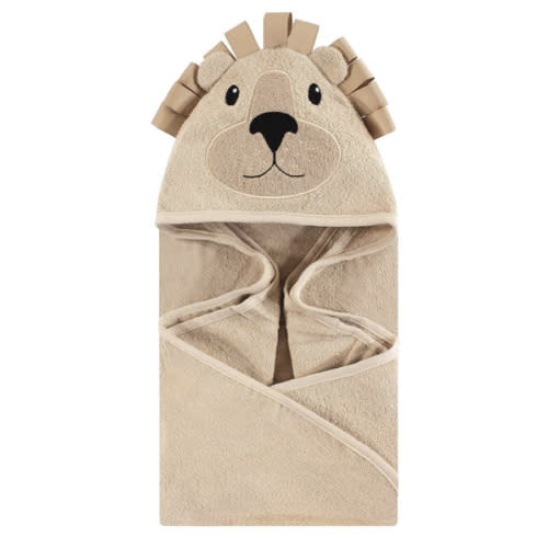 Hudson Baby Unisex Baby Cotton Animal Face Hooded Towel, Lion, One Size