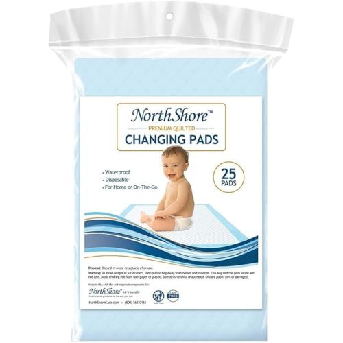 NorthShore Premium Quilted 17 x 24, 8 oz. Baby Changing Pads, Small, Pack/25