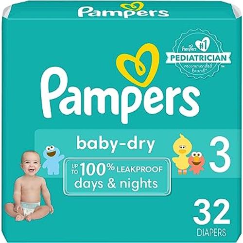 Pampers Baby Dry Diapers - Size 3, 32 Count, Absorbent Disposable Diapers