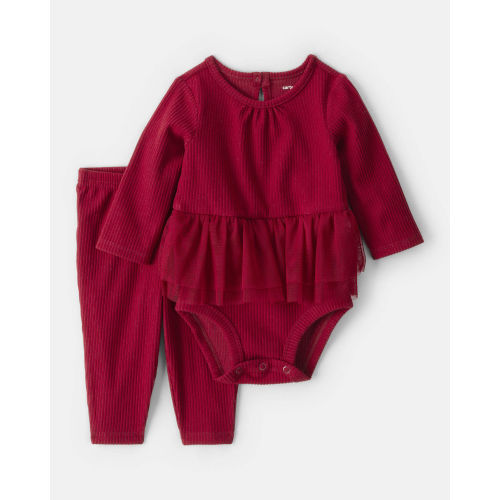 Baby Girl 2-Piece Peplum Tulle Bodysuit & Pant Set - Red - Carter's | Carter's