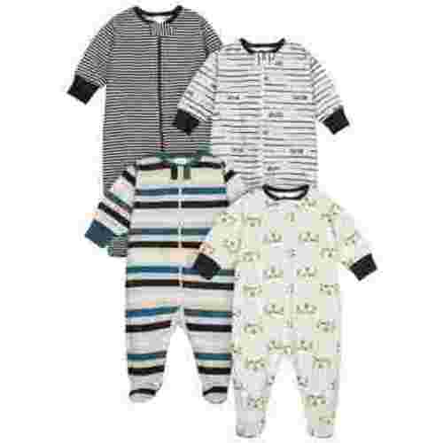 Onesies Brand Baby Boy Sleep 'N Plays Footed Pajamas, 4-Pack, Newborn - 6/9M