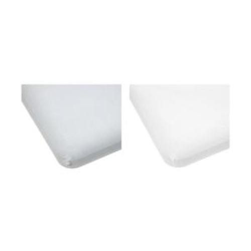 2 Pack Cotton Fitted Cot Sheets - White and Stripe