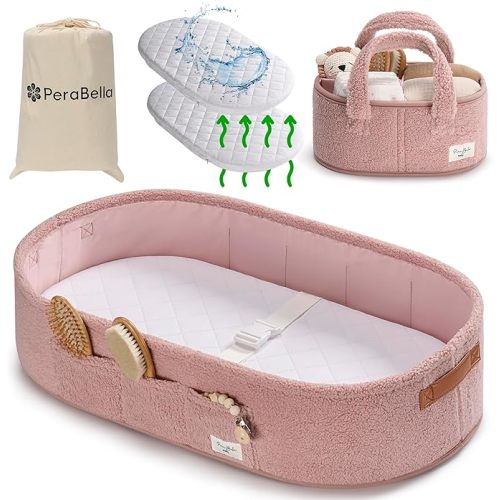 PeraBella Baby Changing Basket (Cozy Teddy Pink)