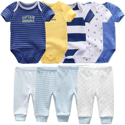 Baby Layette Set Baby Boys' 9-Piece Bodysuits Pants Set Toddler Girl Boy Unisex Baby Gift Sets 6-9 M
