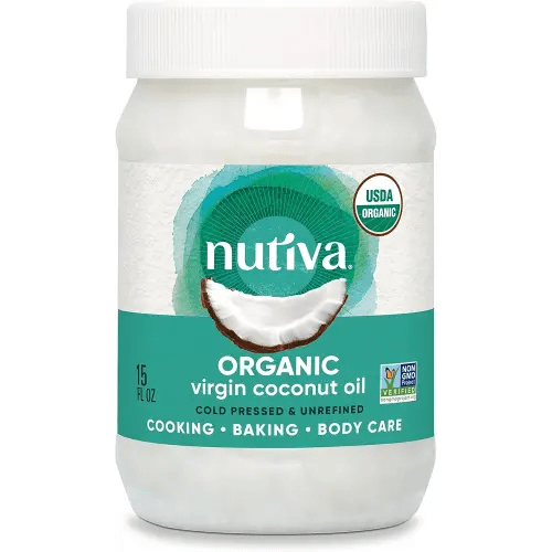 Nutiva Organic Coconut Oil, 15 Fl Oz - USDA Organic Cold Pressed Unrefined Extra Virgin Coconut for Cooking, Skin, Hair, Massage, and Oil Pulling. Contains Natural MCT