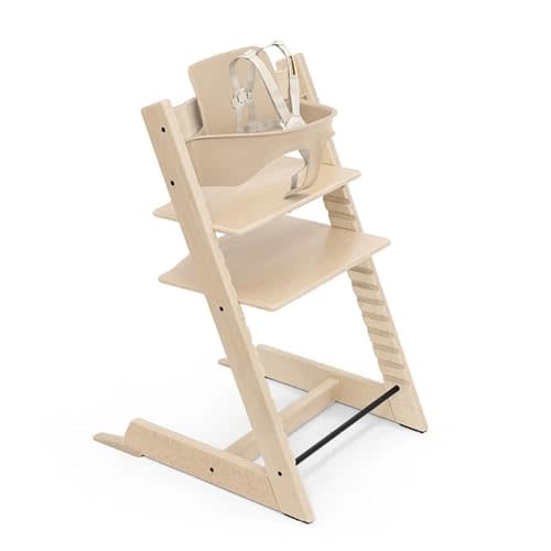 Stokke Tripp Trapp High Chair 2, Natural - Includes Chair + Baby Set with Removable Harness for Children 6-36 Months - Adjustable, Ergonomic & Easy to Clean