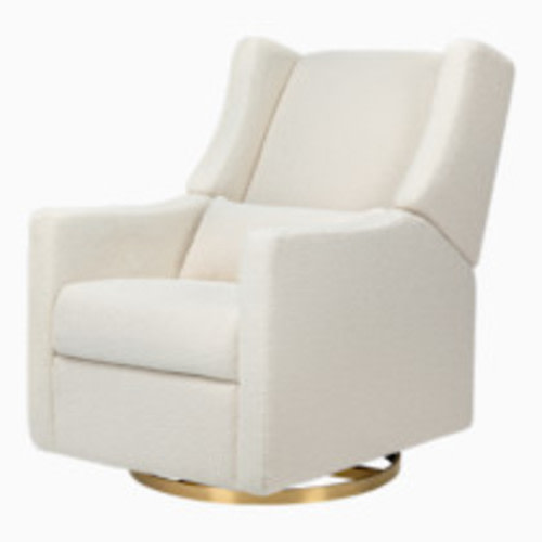 babyletto Kiwi Electronic Recliner and Swivel Glider - Ivory Boucle With Gold Base
