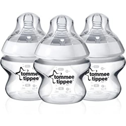 Tommee Tippee Closer to Nature Baby Bottle, Breast-like Nipple Extra Slow Flow, 5 Ounce (3 Count)