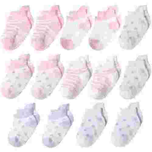14-Pack Infant Baby Girl Socks 0-6 6-12 Months with Grips