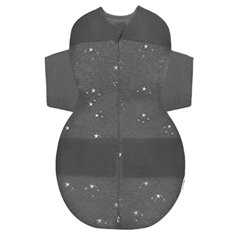 Happiest Baby SNOO Sleep Sack - 100% Organic Cotton Baby Swaddle Blanket - Doctor Designed Promotes Healthy Hip Development (Charcoal Stars, Small)