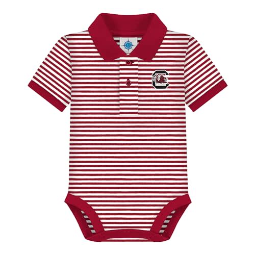 Creative Knitwear College Baby Striped Polo Bodysuit - Team Logo, Multiple Colors, for Boys & Girls (0-12 Months)