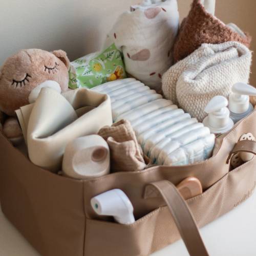 Vegan Leather Diaper Caddy – Nappy Organizer Diaper Bag Baby Changing Basket Uniklook Tan Storage Changing Diaper Bag Baby Caddy